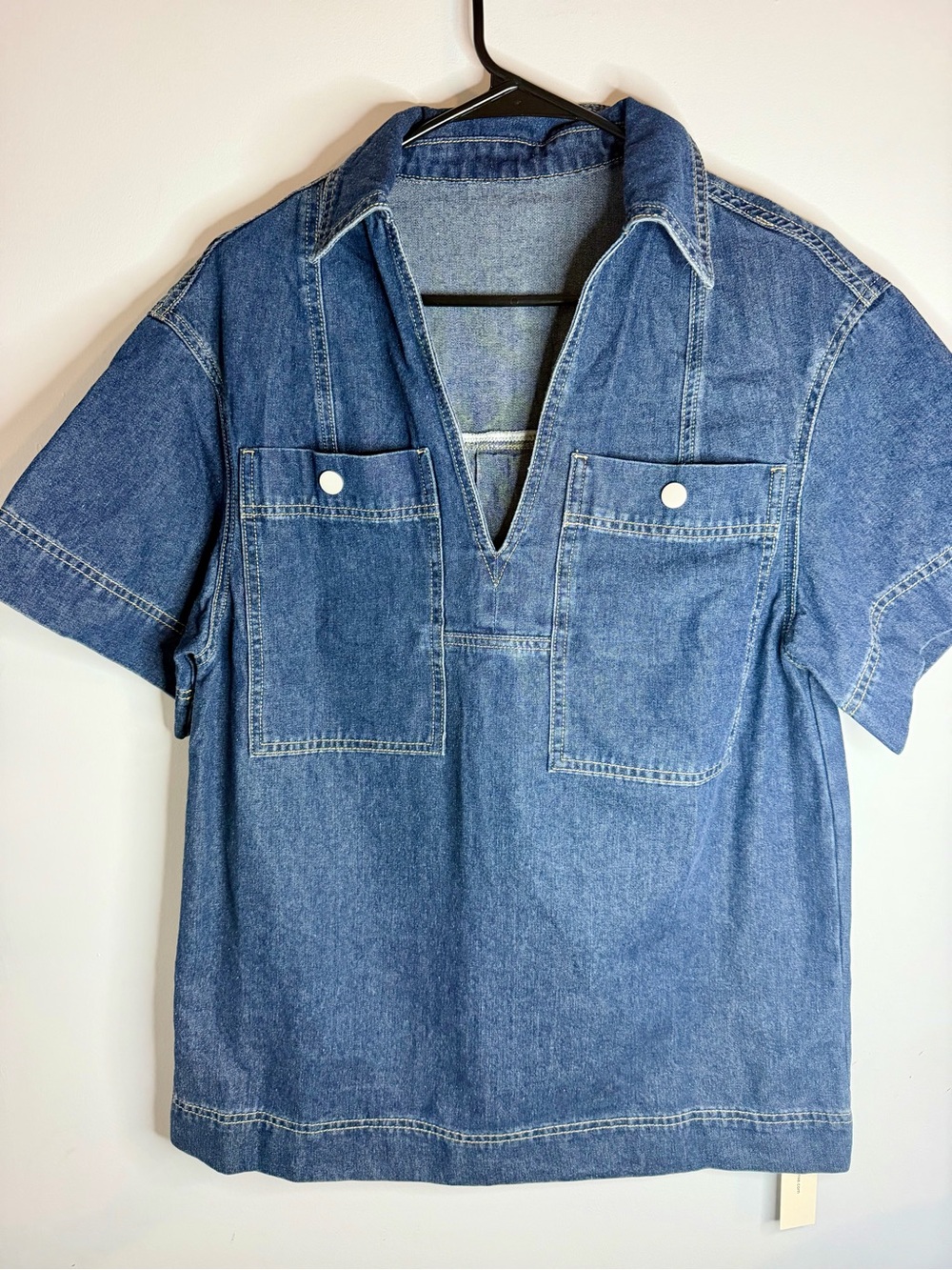Commense Denim Short Sleeve Blouse & Skirt Set - Picture 10 of 10
